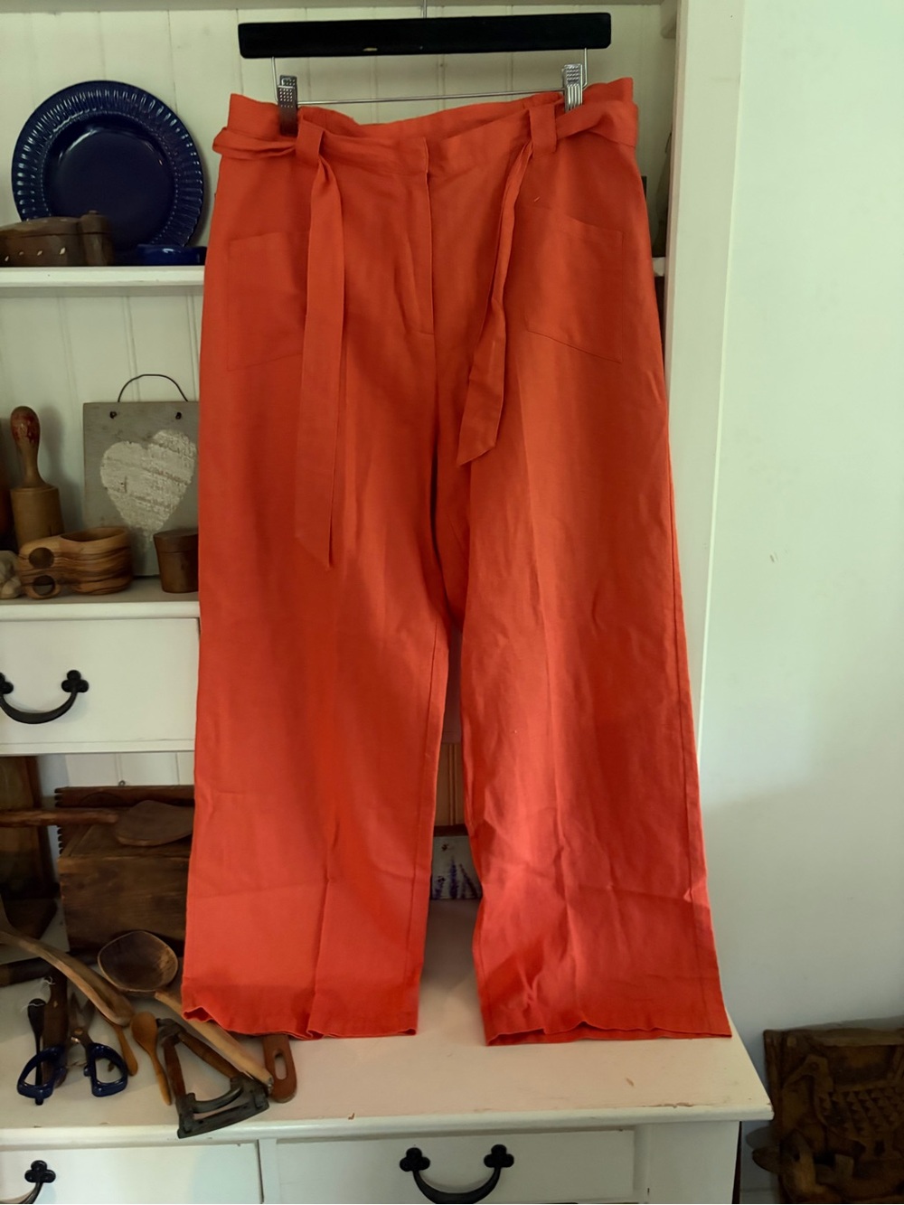 Siesta Key Linen Blend  Wide Leg Women’s Pants in Orange